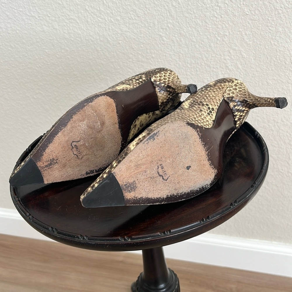 Stuart Weitzman Pointed Toe Python Pumps - image 4